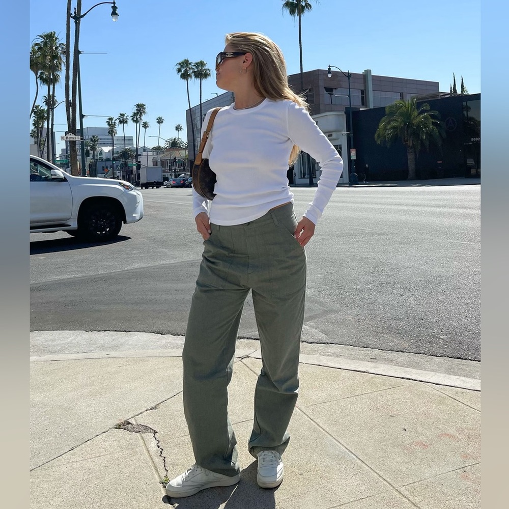 djerf avenue go to pants green